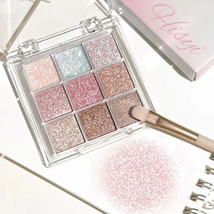 Paleta de sombras deslumbrantes com iluminador de glitter