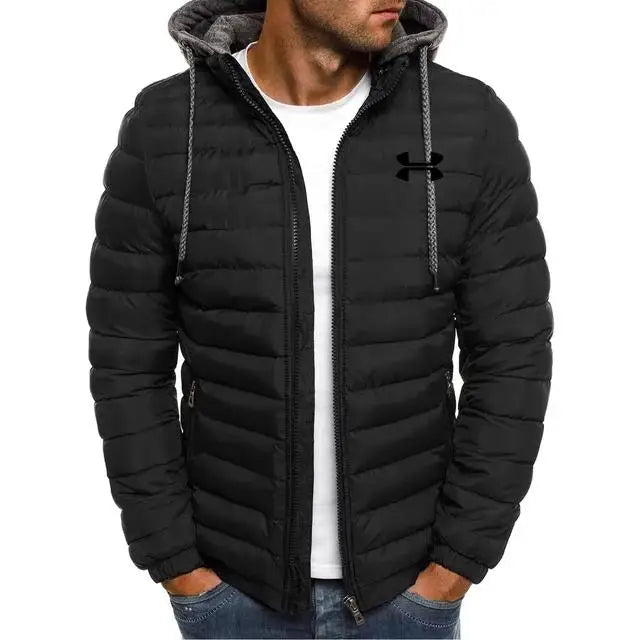 jaqueta de inverno com capuz masculina quente