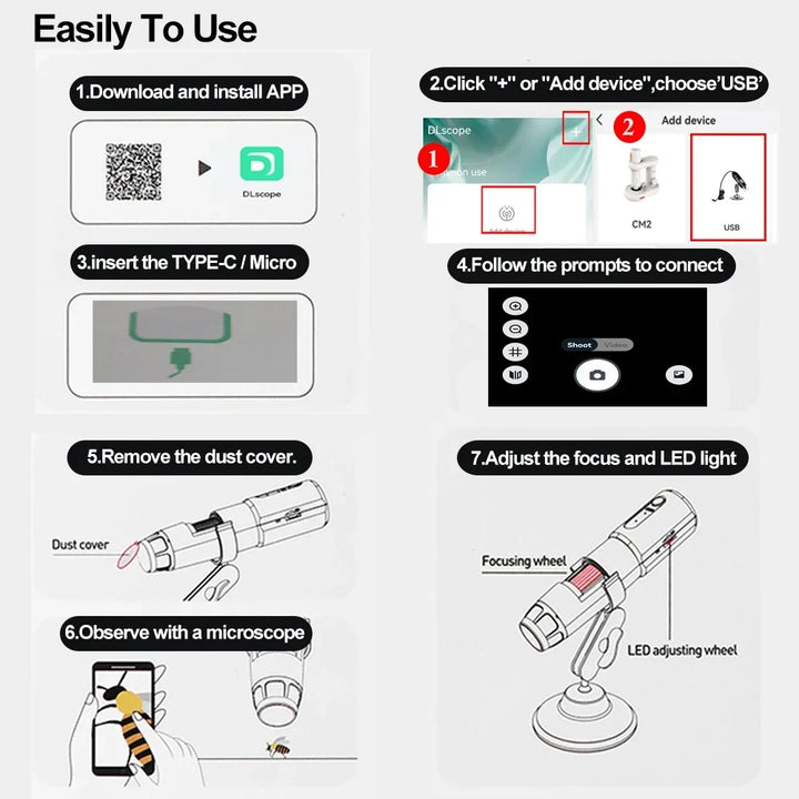 USB Dermatoscópio Máquina Analisadora de Pele Facial Profissional