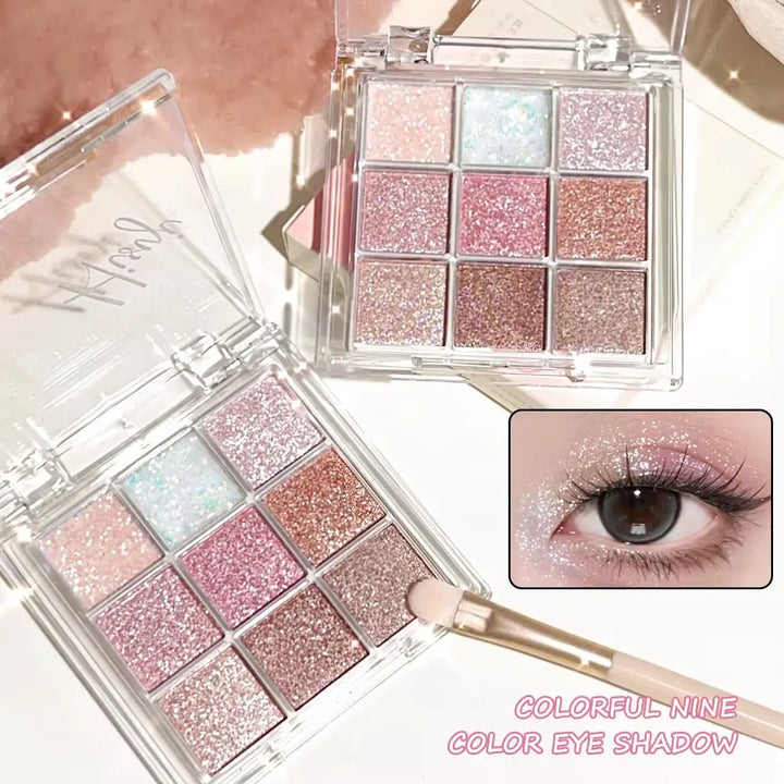 Paleta de sombras deslumbrantes com iluminador de glitter