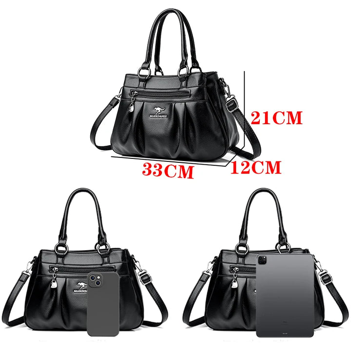 Bolsas femininas Designer 3 camadas Bolsas de mão de couro Grande