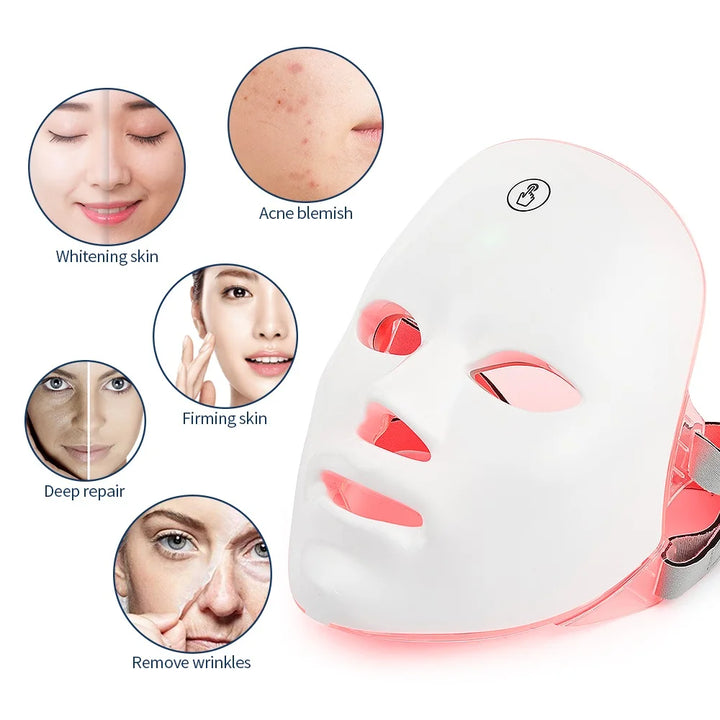 Máscara facial recarregável de led