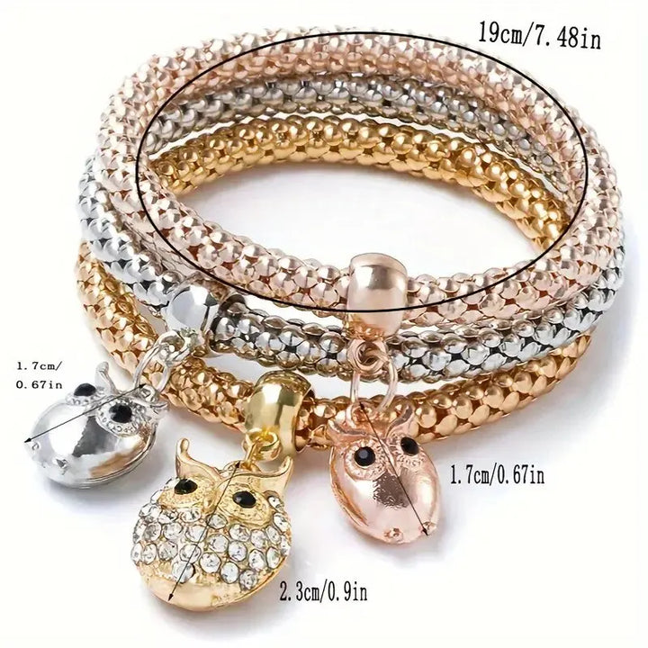 Conjunto de 3 peças de pulseira com pingente