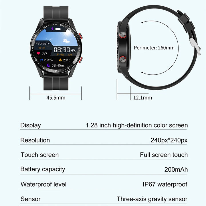 Relógio inteligente masculino com chamada Bluetooth