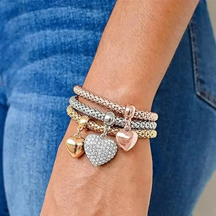 Conjunto de 3 peças de pulseira com pingente